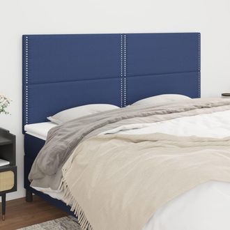 vidaXL Cabeceros 4 Unidades De Tela Azul 100x5x78/88 Cm Vidaxl
