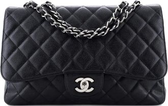 Chanel Classic Single Flap Bag Quilted Caviar Jumbo shoulder bag - Zwart