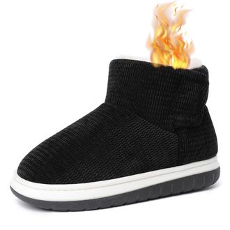 Generic Slipper for Women Men, Winter Snow Booties with Adjustable Straps Warm Fur Lining Non-Slip Soles for Indoor/Outdoor Warmth for Elderly Swollen Feet Wo