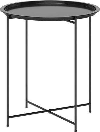 OEM Mesa De Centro Redonda Peque&ntilde;a, Mesa Auxiliar De Jard&iacute;n, Tablero Desmontable Con Borde Elevado, Patas Plegables, Estructura De Acero, Apta Para Jard&iacute;n