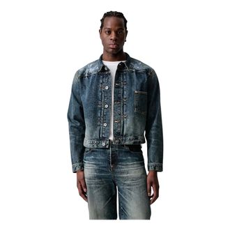 Kenzo Giacca in denim con ricami floreali - - Jackets - Uomo - Blu - XL