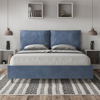 ITYhome Letto Contenitore Da 160x190 In Microfibra Blu Antea