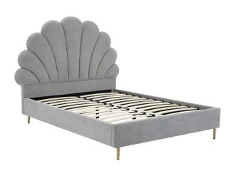 Vente-Unique Cama con cabecero 160 x 200 cm - Tela - Gris claro - LIVAYA