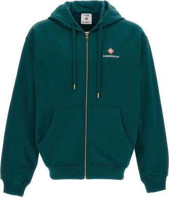 Casablanca Green Zip-Up Cotton Hoodie