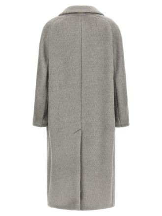 Max Mara Womens Gray Alpaca Leather Coat Clothing