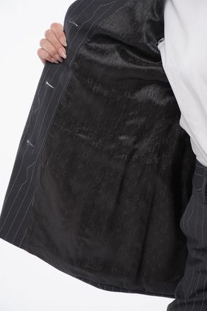 Off-white Blazer Slim Fit in Misto Lana Vergine Gessata Off-White