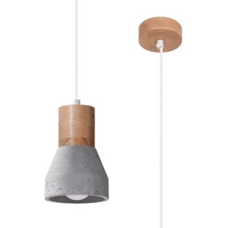 Sollux Lighting L&aacute;mpara de techo madera gris y natural concreto, madera alt. 120 cm