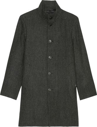 Marc O'Polo Button-up jas met visgraatpatroon - Grijs