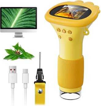 OEM Microscopio Digital Para Ni&ntilde;os Con Pantalla Ips De 2 Pulgadas, Recargable, Aumento De 1000x, 8 Luces Led, Para Ni&ntilde;os De 3 A 8 A&ntilde;os (naranja)