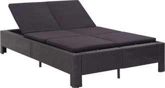 vidaXL Vidaxl - Tumbona Para 2 Personas Con Coj&iacute;n Rat&aacute;n Sint&eacute;tico Negro