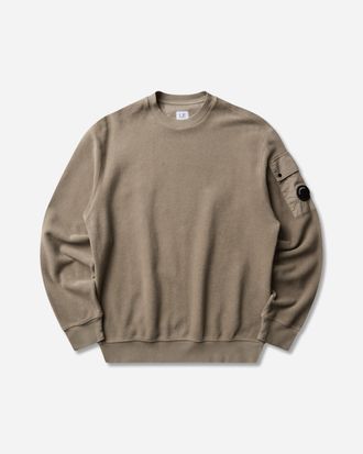 C.P. Company Men s Brushed and Emerized Diagonal Fleece Crewneck Sweatshirt Fallen Rock