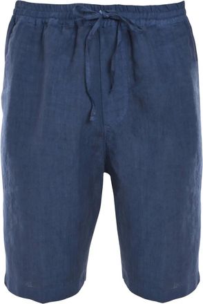 120% Lino Shorts in lino con coulisse - Blu