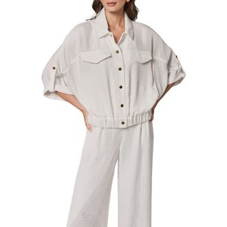 DKNY Dolman Roll Tab Front Button Top in Cream at Nordstrom, Size X-Small