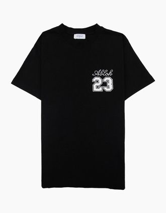 Off-white Mens Off White 23 Logo Slim S/s T Shirt Black/white - Black/Multi - Size: 40