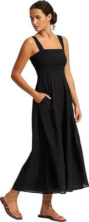 Seafolly Beach Edit Faithful Midi Dress Womens Swimwear Black : XL, Cotton