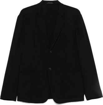 Giorgio Armani Zwarte Jassen met Voorknoopsluiting - Heren - Blazers - Zwart - XL - Jassen