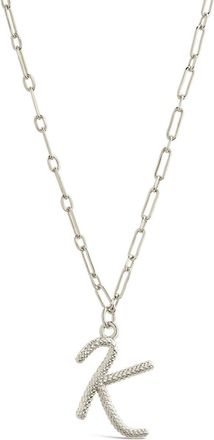 Sterling Forever Textured Initial Charm Pendant Necklace