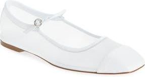 Aeyde Uma Mary Jane Cap Toe Flat in Optic White at Nordstrom Rack, Size 5.5Us / 35.5Eu