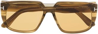 Tom Ford Eyewear rectangle-framed tinted sunglasses - unisex - Acetate - 56 - Green