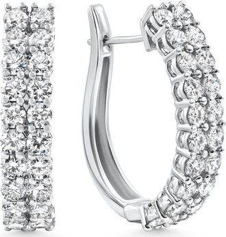 Pompeii3 1 - 5 Ct Double Row Diamond Hoops 14k Gold Lab Grown Womens Earrings