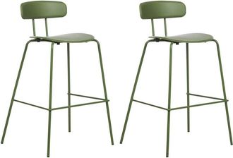 Beliani Beliani - Set of 2 Bar Chairs Counter Height Bar Stools Plastic Seat Metal Legs Green Sibley