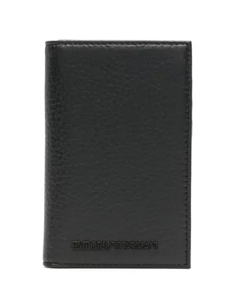 Emporio Armani bi-fold leather cardholder - men - Calf Leather - One Size - Black