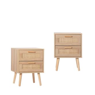 Klast Pack 2 mesitas de noche efecto madera natural 40 x 56 cm