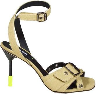 Msgm Iconic Heel Sandals Beige With Buckle