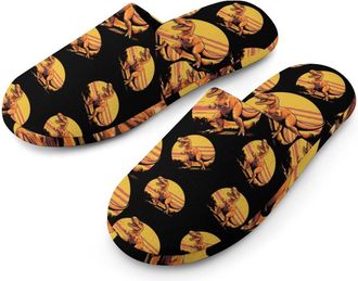 Generic Vintage Dinosaur Mens Cotton Slippers Memory Foam Comfort House Shoes Winter Indoor Slipper for Hotel Casa Spa
