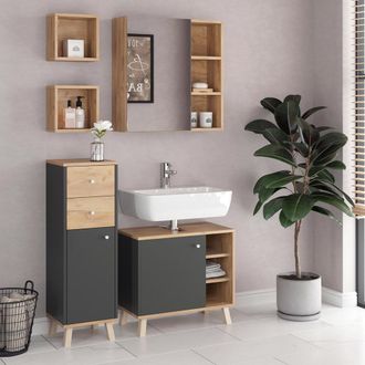 Vicco Conjunto De Muebles De Ba&ntilde;o Senyo, Antracita, 4 Piezas