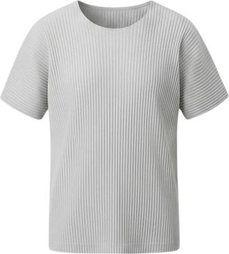 Issey Miyake Pliss&eacute; T-shirt - Heren - T-shirts - Grijs - XL - Polyester - Tops