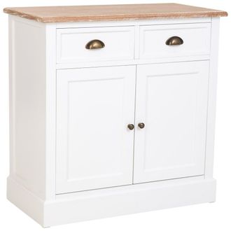 Wanderlust Deco Recibidor de madera blanco de 2 cajones y 2 puertas 82x39.5x80h cm