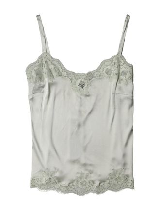 Dolce & Gabbana Womens Light Green Floral Lace Lingerie Top Underwear Cotton Elastane Nylon Silk