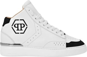 Philipp Plein Mid-Top Sneakers Hexagon - unisex - Sneakers - Wit - 35 EU - Leer - Schoenen