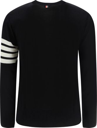 Thom Browne Mens Virgin Wool Cardigan Black Fleece Ovis Aries Sweater