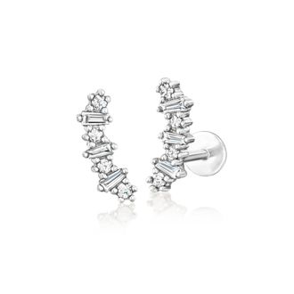 RS Pure by Ross-Simons Diamond Flat-Back Ear Climbers in Sterling Silver