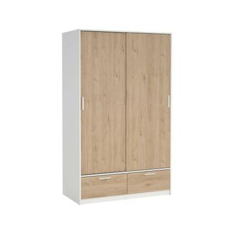 Dmora Dmora - Armario 2 Puertas Kammuri, Muebles De Dormitorio, Vestidor, Armario De Ropa, 121x60 H200 Cm, Blanco Y Roble