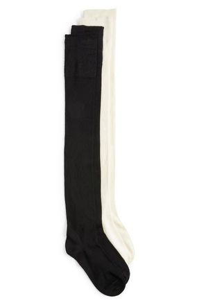 K. Bell Socks 2-Pack Assorted Over-the-Knee Socks in White at Nordstrom, Size 9