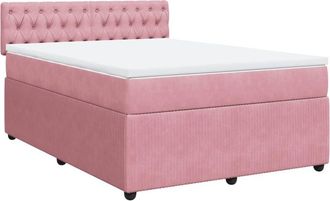 vidaXL Vidaxl - Cama Box Spring Con Colch&oacute;n Terciopelo Rosa 160x200 Cm