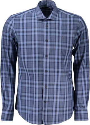 North Sails Blauw katoenen overhemd met ruitpatroon - Heren - Casual Overhemden - Blauw - S - Katoen - Overhemden