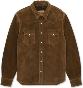 Fortela Ranch Texan Suede Leather Shirt in Brown at Nordstrom, Size 46 Eu