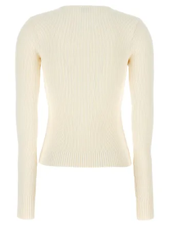 Magda Butrym Ribbed Viscose Blend Sweater - White