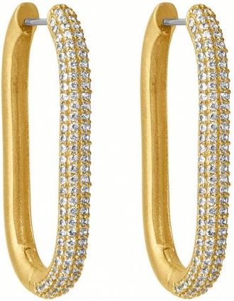 Dean Davidson Medium Juliette Pav&eacute; Hinged Hoop Earrings in White Topaz/gold at Nordstrom
