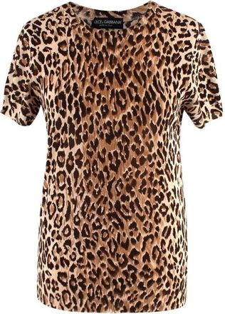 Dolce & Gabbana Leopard Print Stretch Knit Top Size S
