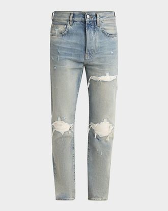 Amiri Men & apos;s MX1 Distressed Jeans with Pleated Suede