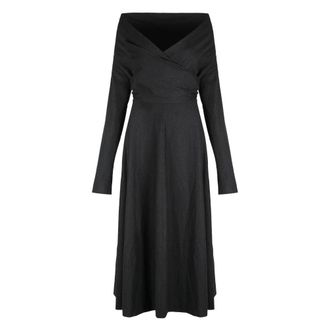 Alberta Ferretti Alberta Ferretti, Midi Dresses, female, Gray, Size: XS Draped Dress in Stretch Wool