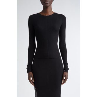 Rick Owens Virgin Wool Rib Sweater in Black at Nordstrom, Size Small