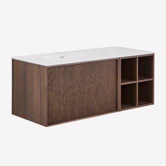 Sklum Conjunto De Mueble De Ba&ntilde;o 120x50 Cm Suspendido En Madera Con Lavabo Integrado Endika Sklum