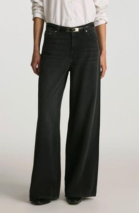 Mavi Siena High Waist Wide Leg Jeans in Dark Smoke Well Blue at Nordstrom, Size 32 30