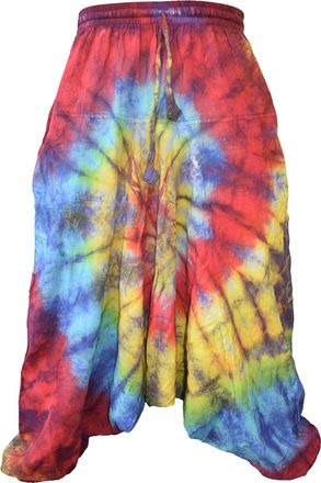 Gheri Mens Light Cotton Drop Crotch Ninja Aladdin Genie Harem Trousers Rainbow Spiral Tie Dye SM